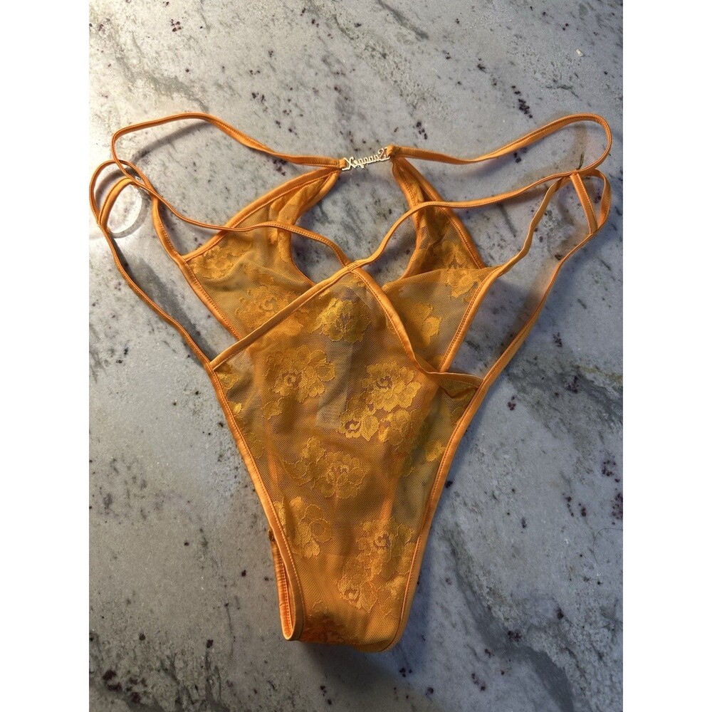 Savage x Fenty Rihanna Bright Orange Lace Floral Lingerie Undies Sz 1x Brand New